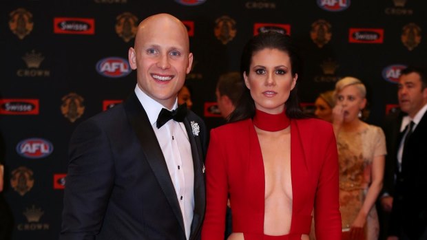 Gary Ablett and wife Jordan on the red carpet at the Brownlow.