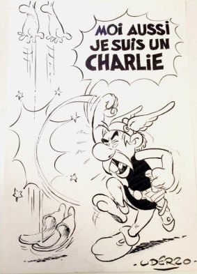 "I'm Charlie too", says Asterix in the cartoon penned by Albert Uderzo. 