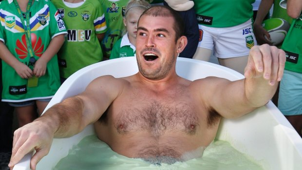 Former Raiders captain Terry Campese says the bath of milk in 2013 was the coldest thing he's ever been in.