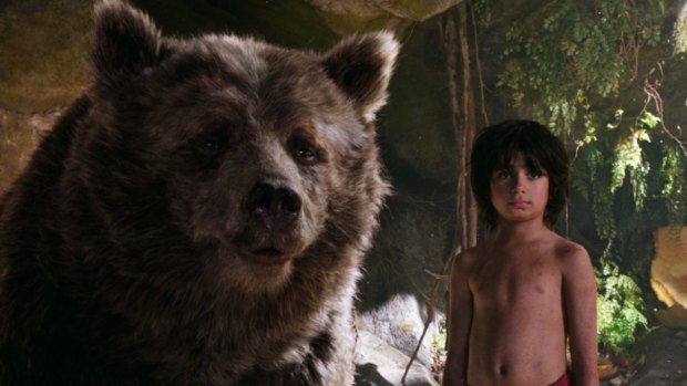 Baloo and Mowgli in Disney's new remake of <i>The Jungle Book</i>.