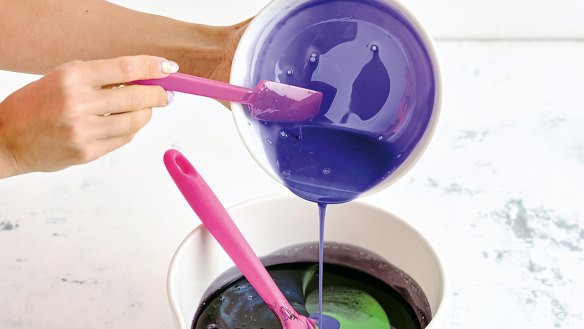 Step 2: Pour all the glaze colours into a jug, being careful not to over-mix or blend the colours.