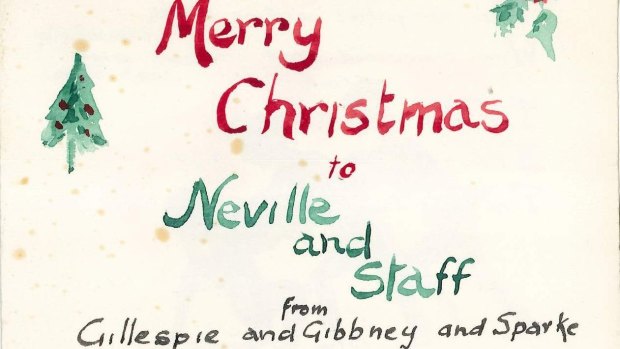 Three Canberra historians' handmade Christmas card.