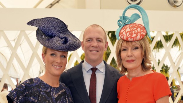 Zara Phillips and Mike Tindall with Magic Millions owner and host Katie Page-Harvey.