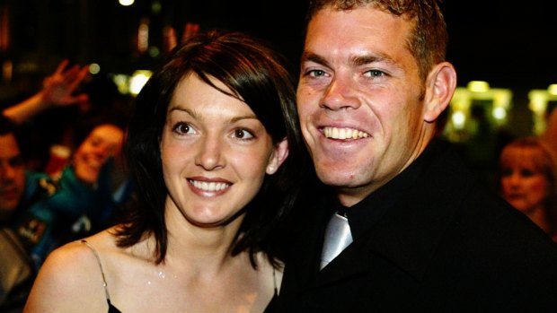 Brett Kimmorley and his wife, Sharnie, pictured in 2002.
