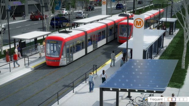 Artist's impression of the proposed Capital Metro light rail.