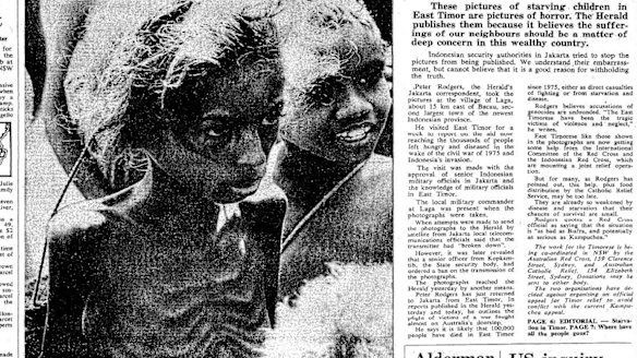 A photo by Peter Rodgers of a starving East Timorese in 1979. 
