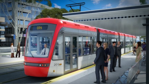 An artist's impression of the proposed Canberra light rail line.