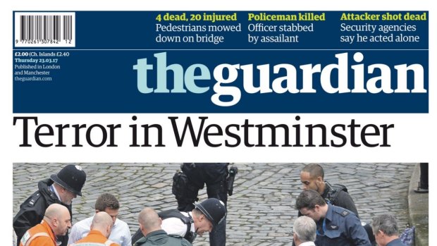 Masthead of the The Guardian's UK newspaper.