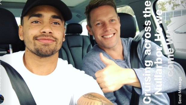 Former teammates Bradley Hill and Sam Mitchell making their way across the Nullarbor. 
