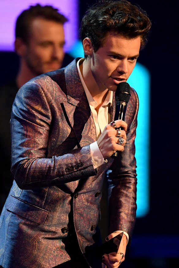 Harry Styles accepts the ARIA for Best International Artist during the 31st ARIA Awards at The Star, in Sydney.