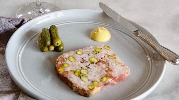 Terrine with cornichons at Bistrot Plume in Geelong.