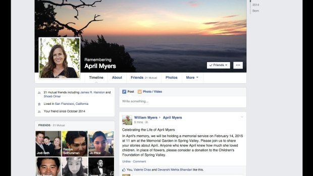 A memorialised Facebook page, which can be managed by a legacy contact.