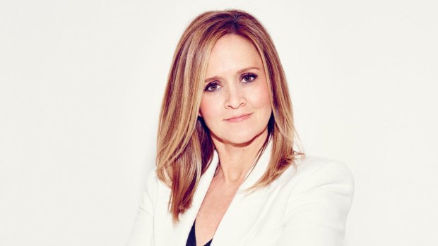 A publicity shot for Samantha Bee's show, Full Frontal with Samantha Bee. Bee just held her 'Not the White House Correspondents Dinner' event. 