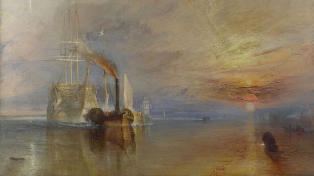 The Fighting Temeraire tugged to her last berth to be broken up, 1838.