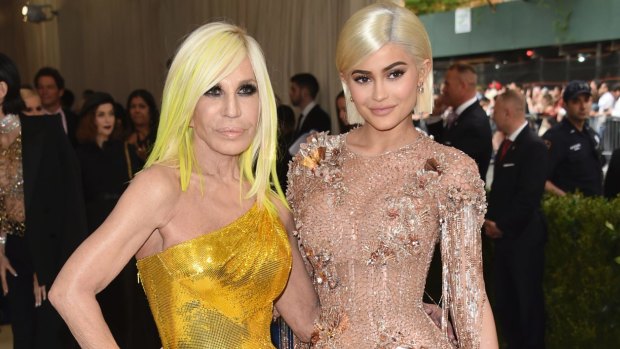 Kylie Jenner, right, and Donatella Versace.