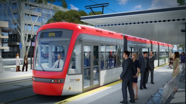 An artist's impression of the proposed Capital Metro light rail: The government has given detailed consideration to levies and other options to raise money.