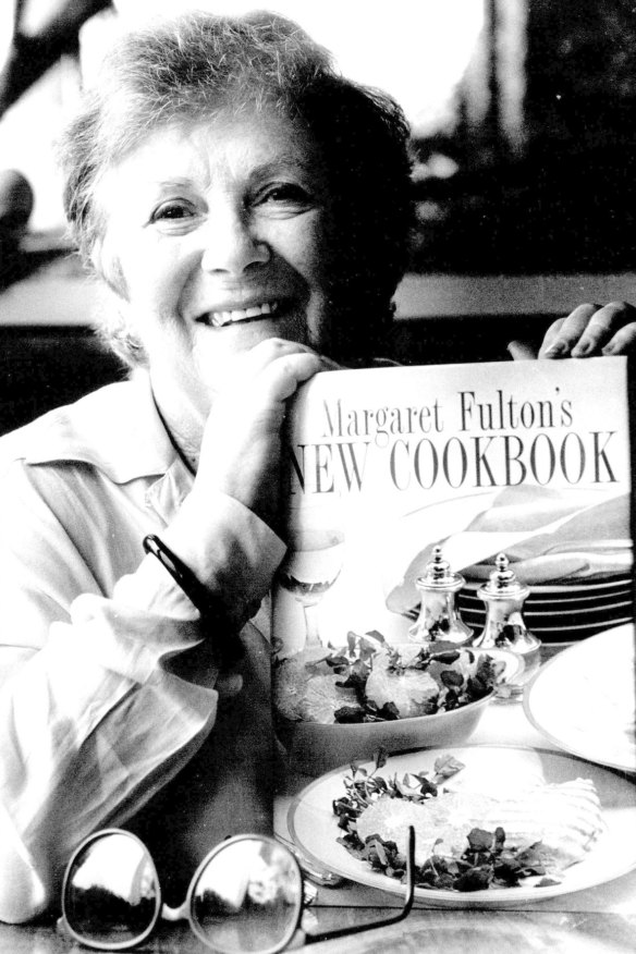 Margaret Fulton with her book the "New Cookbook" in 1993.