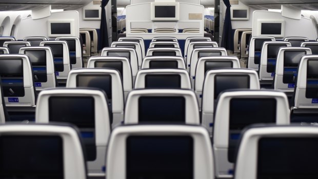 Inflight entertainment displays on a Boeing 787.