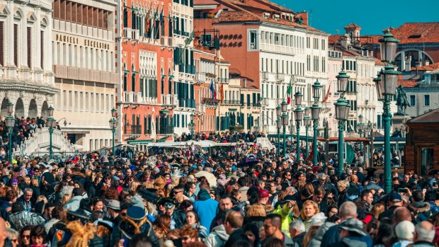 Visitors often far outnumber residents in Venice, clogging narrow streets and heavily-used foot bridges crossing the canals.