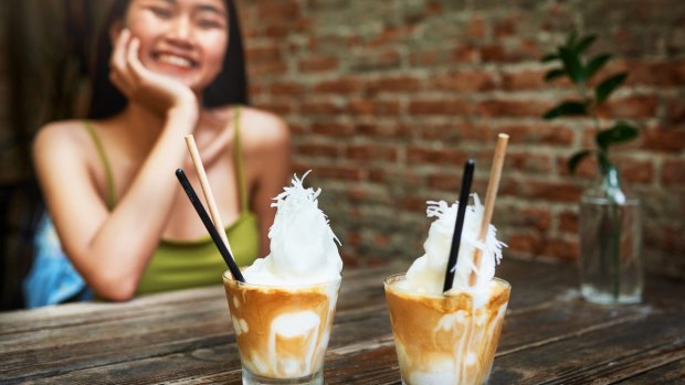 Coconut iced coffee in Vietnam.