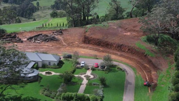 Eucalyptus trees and the top of the ridge were removed.