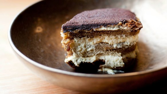 Finely terraced tiramisu.