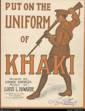WW1 song and sheet music, courtesy National Library of Australia