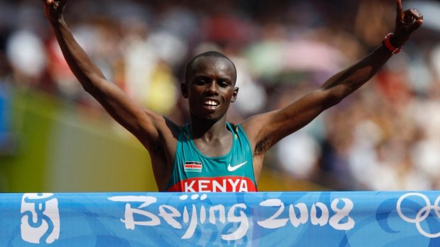 Wanjiru wins the marathon at the Beijing Olympic Games.