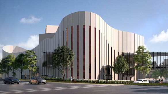 An artist's impression of the $100 million Western Sydney Performing Arts Centre, which is to be built next to Rooty Hill RSL and will be entirely self-funded by the club.