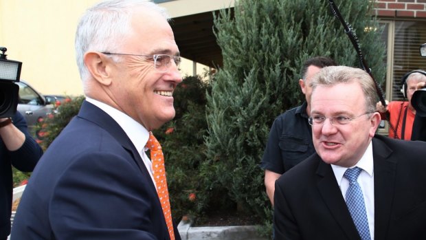 Prime Minister Malcolm Turnbull with Bruce Billson in 2016.