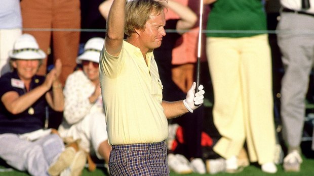Jack Nicklaus celebrates one of his six victories in 1986.