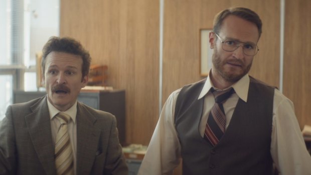 "Look no further than the White House for parallels": Josh Lawson (right) and Damon Herriman in the Oscar-nominated short The Eleven O'Clock.