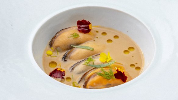 Creamy, dreamy mussel soup at Campbell Point House. 
