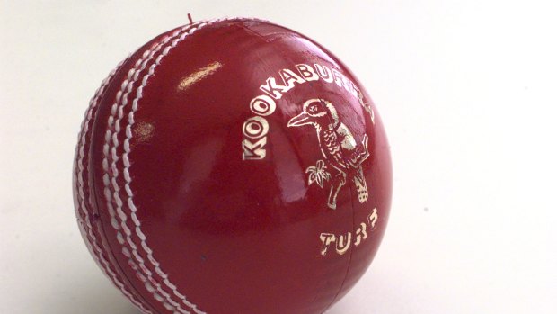 A Kookaburra Turf cricket ball.