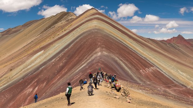 Peak performance: Vinicunca (Rainbow) Mountain among the giant peaks of the Andes.