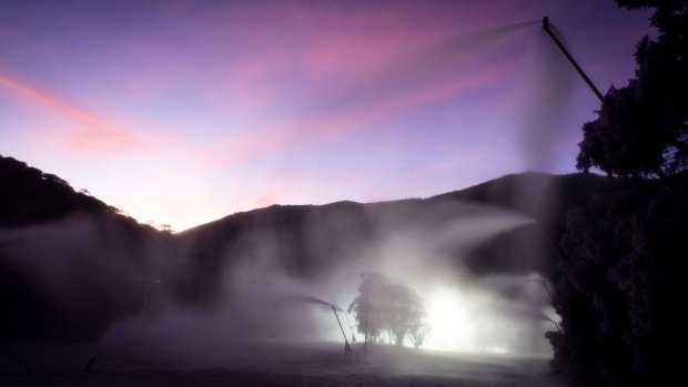 The snow machines in action at Thredbo over the weekend.