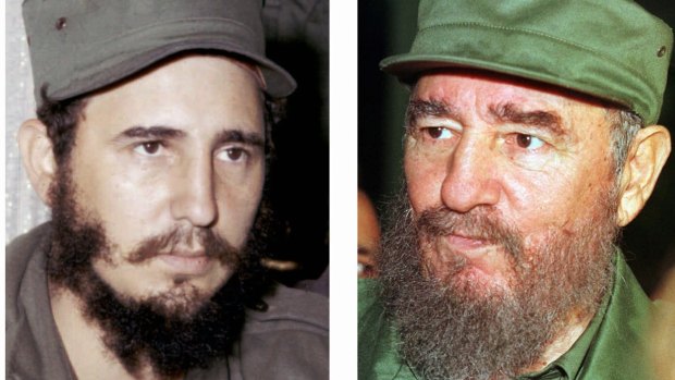 Fidel Castro in 1959, left, and in in 1996.