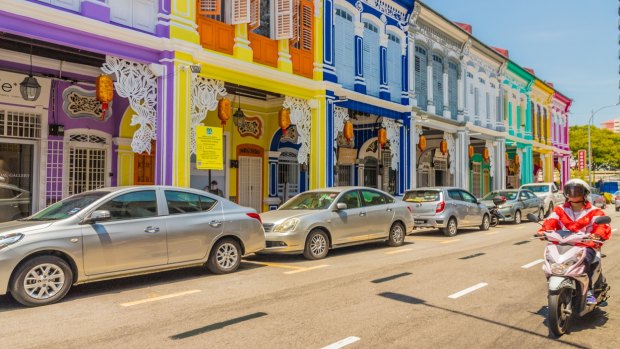 Colourful George Town on Penang Island, Malaysia. 