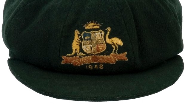The coat of arms on Don Bradman's 1948 Baggy Green cap.