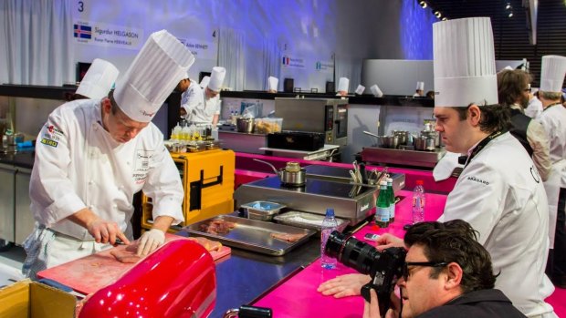 Shannon Kellam (left) competing during the 2015 Bocuse d'Or in France. 