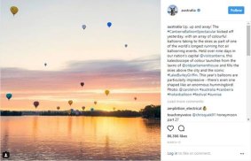 Carol Elvin's shot of the start of Canberra Balloon Spectacular will feature in a slideshow to be seen by millions of people.