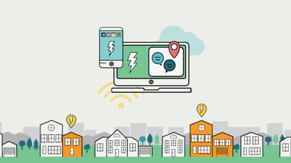 Lightning Broadband works by beaming a signal from a tall building to microwave dishes on the roof of each home.