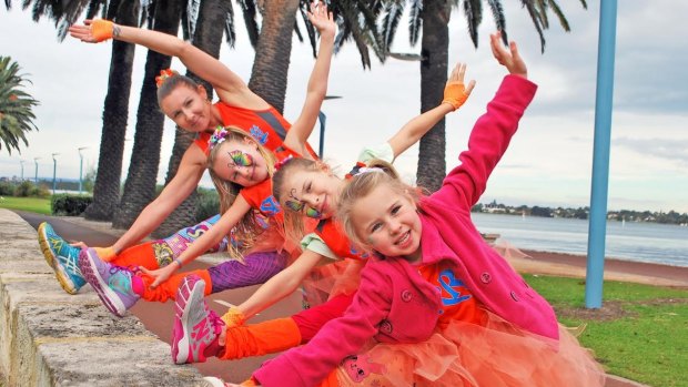 Cherie Savin is taking part in the WAtoday Swan River Run with her three daughters, Imogen, 5, Riahna, 7, and Adelyn, 8.