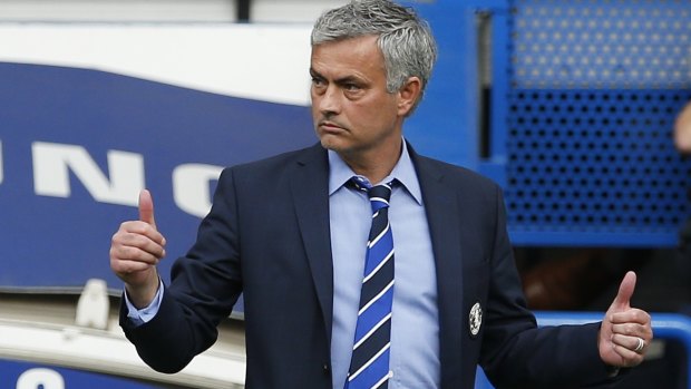 Looking good: Jose Mourinho during the match against Crystal Palace on Sunday.