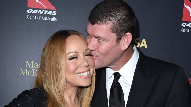 James Packer and Mariah Carey at the 2016 G'Day Los Angeles Gala at Vibiana in Los Angeles in January.