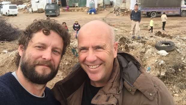 Ben Quilty and Richard Flanagan in the Bekaa Valley, Lebanon.