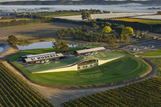 An aerial view of Hubert Estate, the update to historic Yarra Valley winery St Hubert's.
