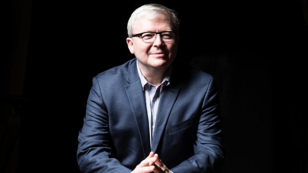 Former prime minister Kevin Rudd, pictured in 2015, challenged Benjamin Netanyahu on social media on Wednesday.
