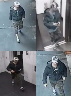 Grainy CCTV footage from the Southbank apartment complex where a man allegedly stole a phone and then posted a selfie to the victim's Facebook account.