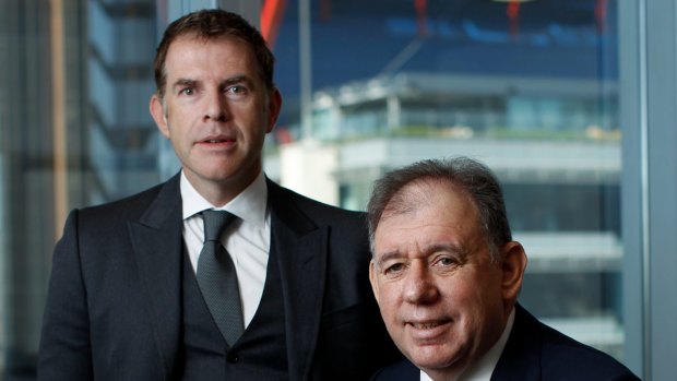 Investec Australia chief executive Milton Samios with Investec Group CEO Stephen Kosoff.